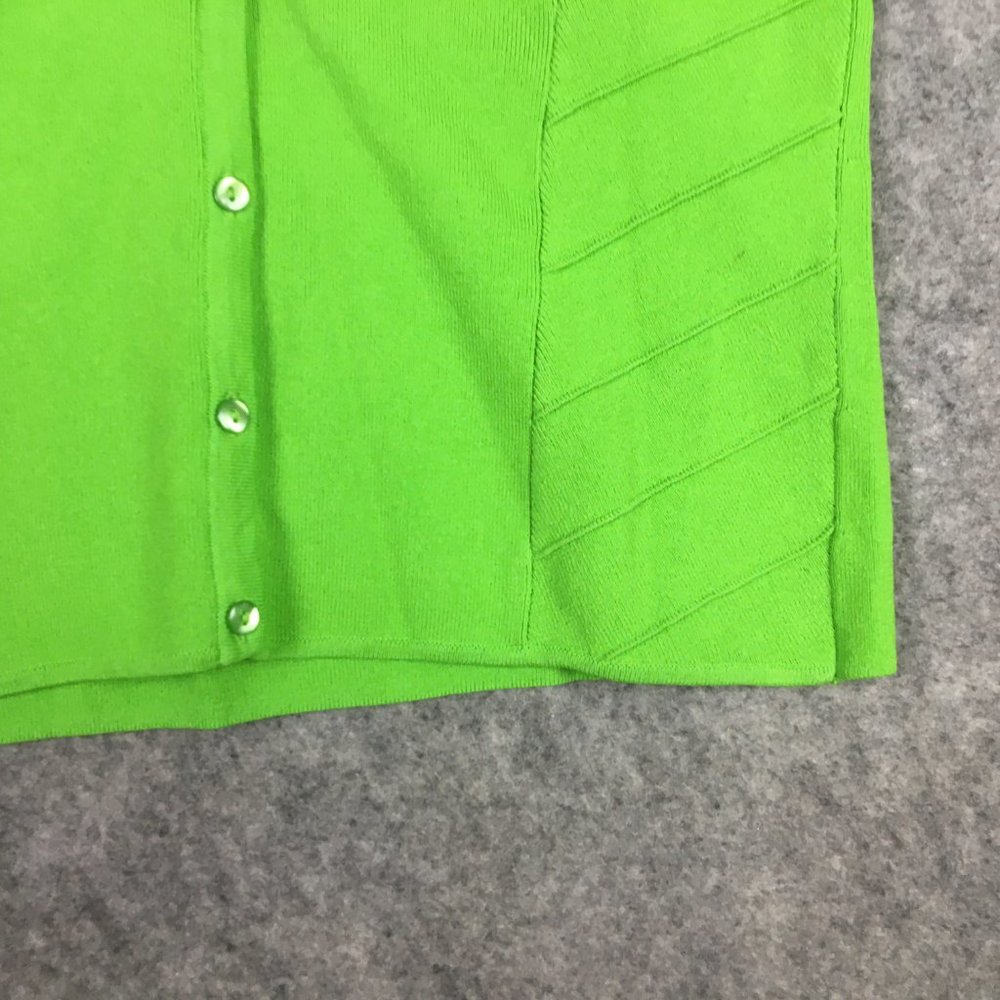 Spenser Jeremy Sweater PP PS Button Cardigan Lime Green Fine Gauge Knit V Neck - Picture 2 of 14